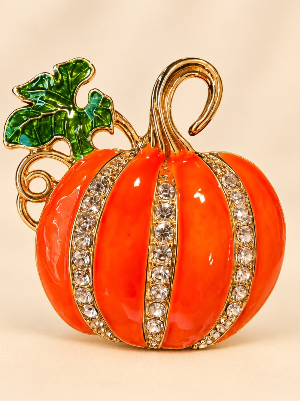 Orange Pumpkin Halloween Brooch